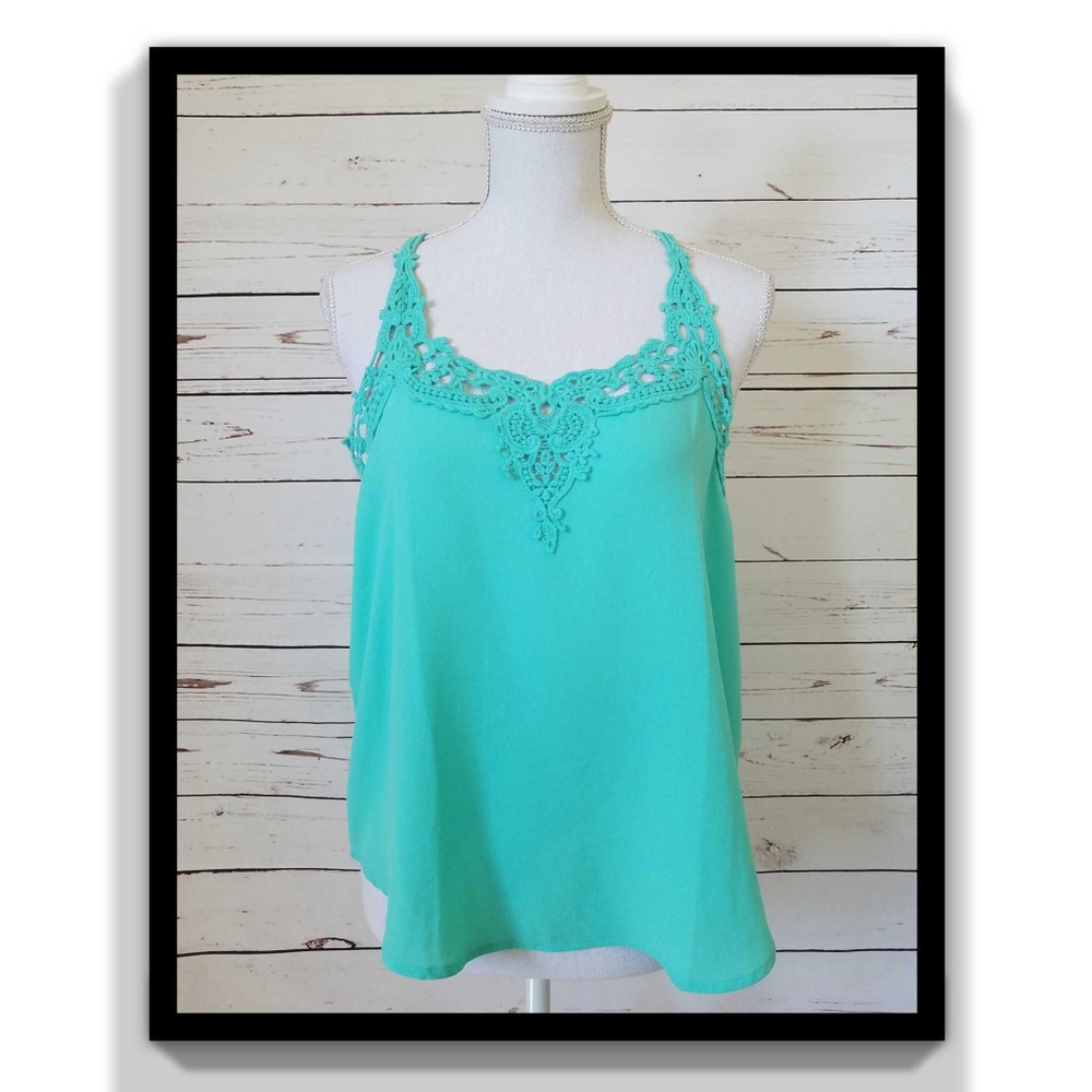 Floral Polyester Tank Mint Size M